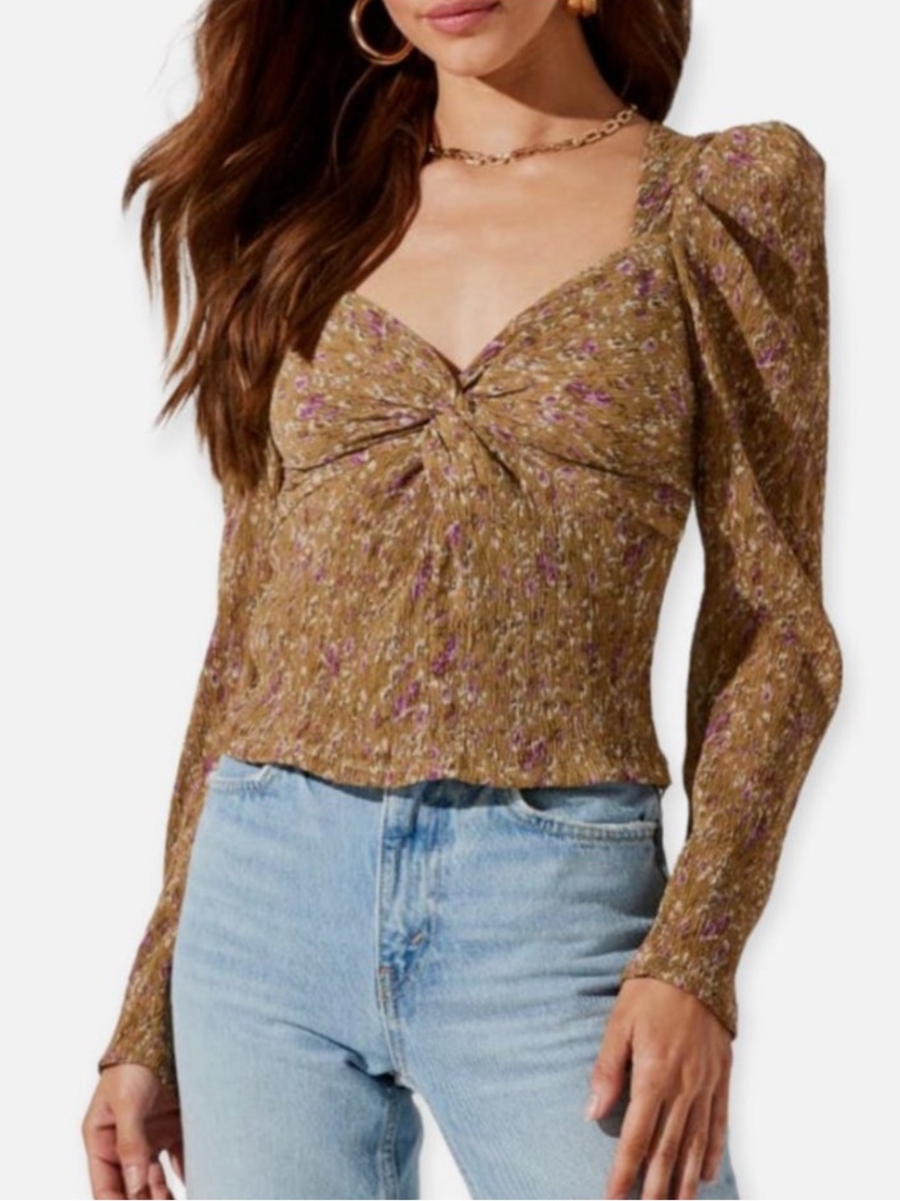 ASTR The Label top featuring long puff sleeves